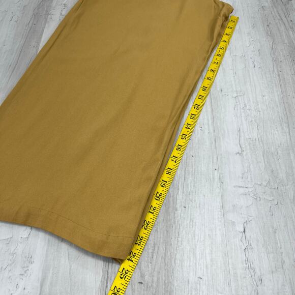 Shinestar Mustard Yellow Flowy Button Accent Cropped Wide Leg Lightweight Pants - Picture 8 of 9